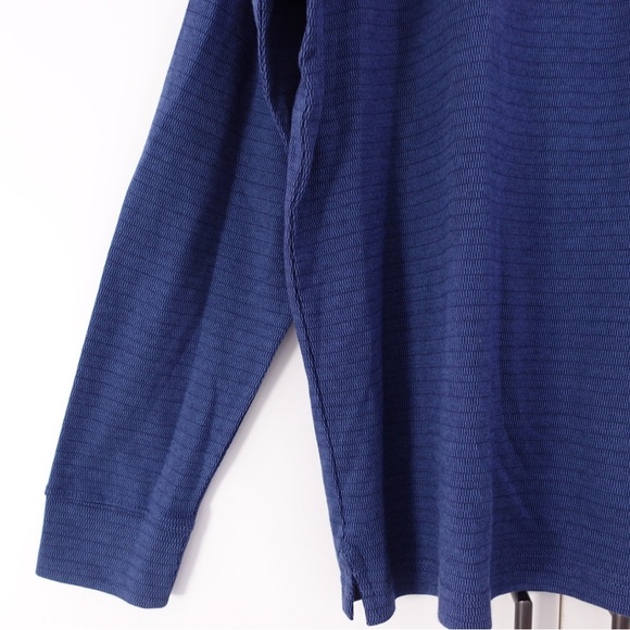 NWT Chaps Long Sleeve Quarter Zip Rice Knit Jacket Sweater Sz Large Newport Navy - Picture 7 of 16